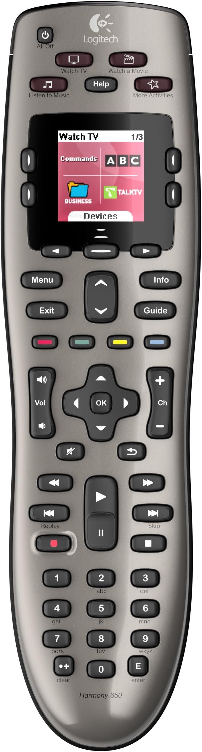 Logitech Harmony 650 Remote (Silver) (Renewed)
