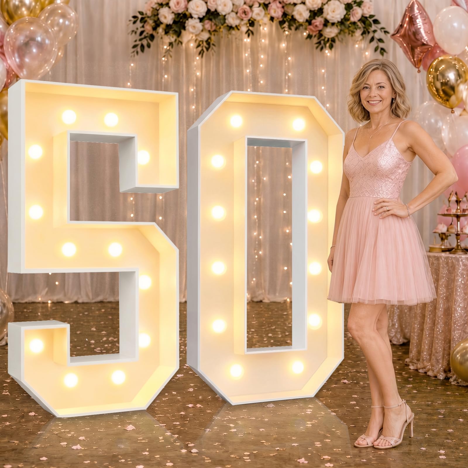 Large 4FT Marquee Light Up Numbers 50 for Party Decorations