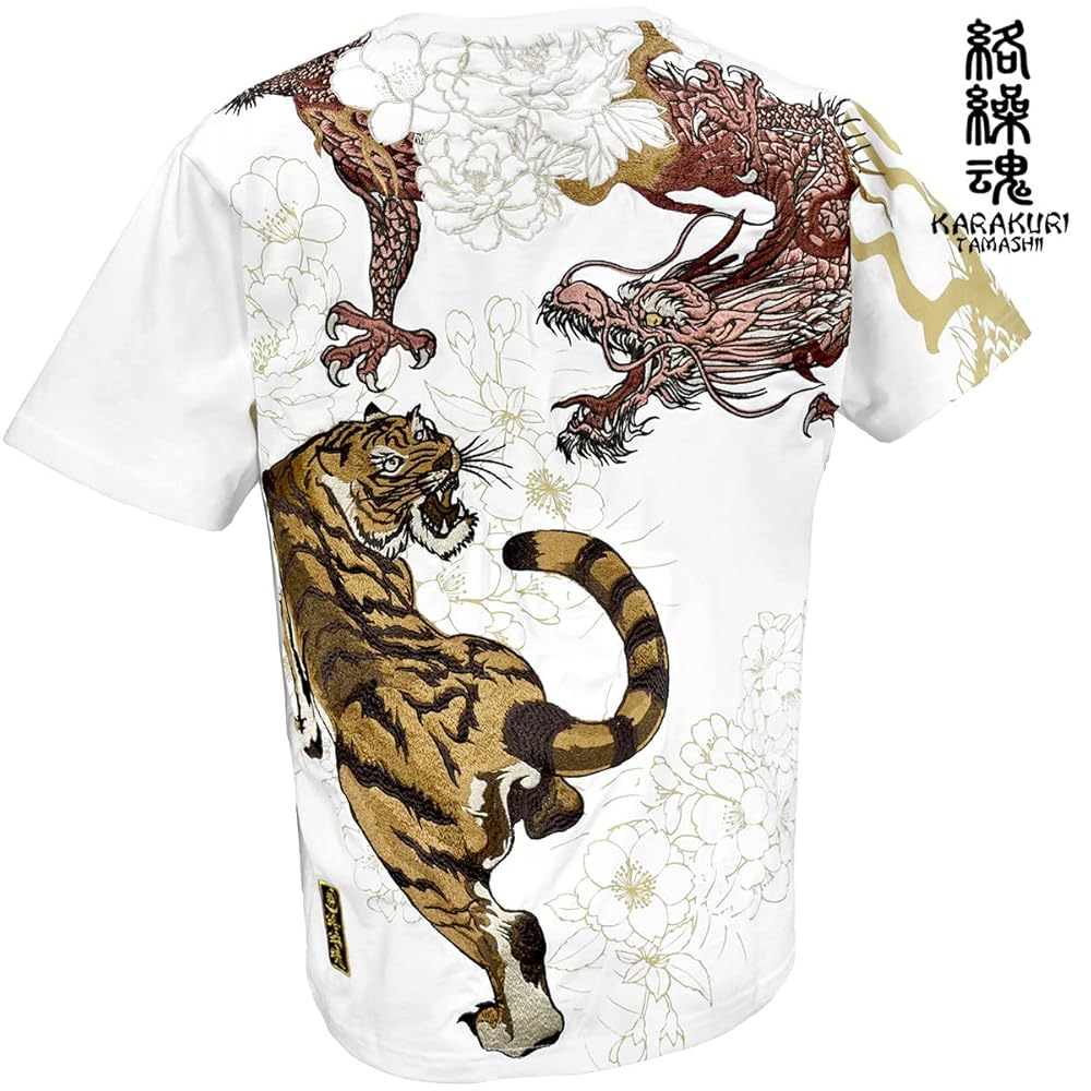 からくり魂 絡繰魂 Tシャツ 半袖 クルーネック 龍 虎 和柄 刺繍 Mサイズ 71SxNsJu1vL._UY1000_.jpg