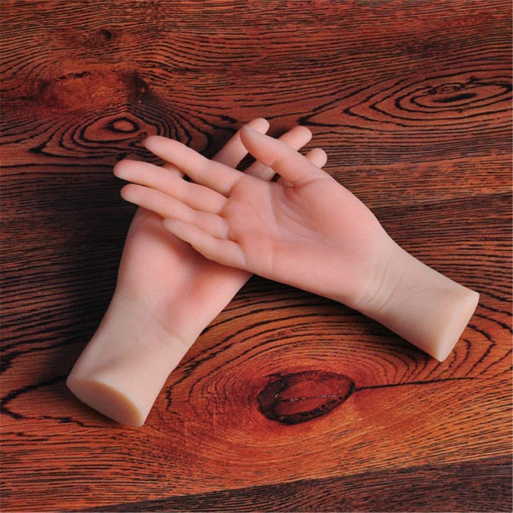 Modello di Mano in Silicone, Mani morbide Mani finte 1 Paio di Anelli di visualizzazione della Mano del manichino delle Donne realistiche in Silicone per Gioielli Nail Art Manicure a Mano Deco