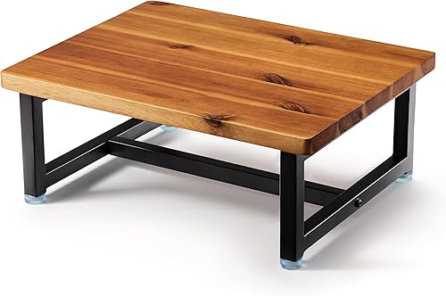 HOLANA 6.5" Acacia Wood One Step Stool for Adults with Non-Slip Rubber Feet - 550 lbs Wooden Step Stools for Bed - Safety Stepping Stool Bathroom