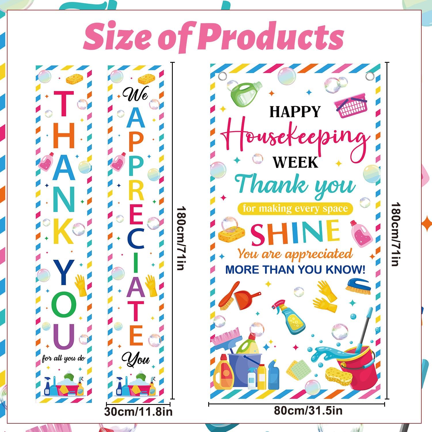 Housekeeping Week Decor Door Cover Banner Set for Home Office