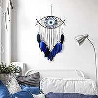Vista 6 de Dremisland Atrapasueños de mal de ojo, atrapasueños azul y negro, hecho a mano, plumas de mal de ojo, adorno colgante de pared, decoración del hogar