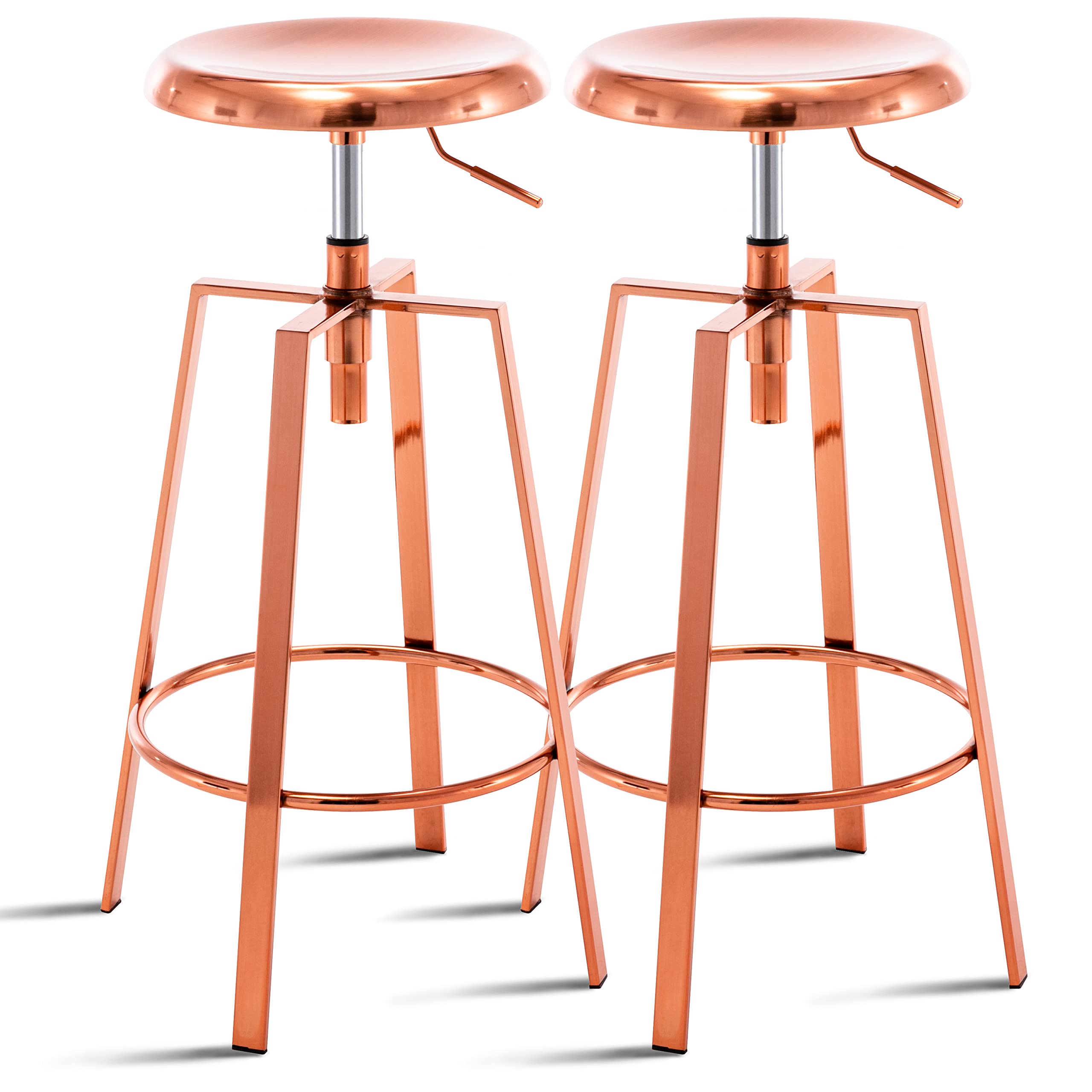 MFD LIVING Adjustable Industrial Bar Stool,Swivel Round Metal Barstools Set of 2,Counter Height Armless Metal Frame Bar Chair for Kitchen Bistro
