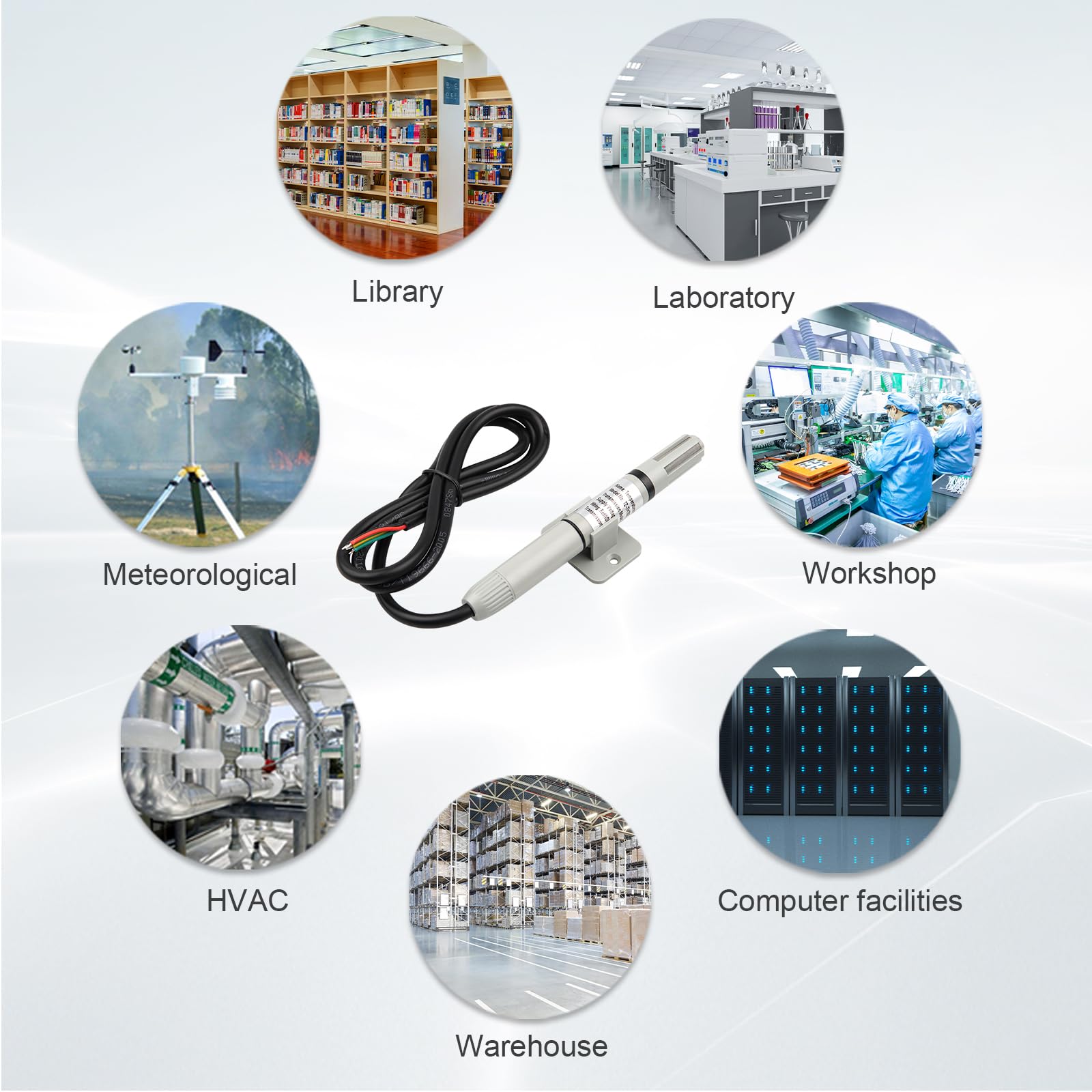 Tzone Trasmettitore di temperatura e umidità, sensore di temperatura analogico RS485, modbus RTU, campo di misurazione della sonda di temperatura e umidità, intervallo di misurazione da -40 ℃ a 125 ℃