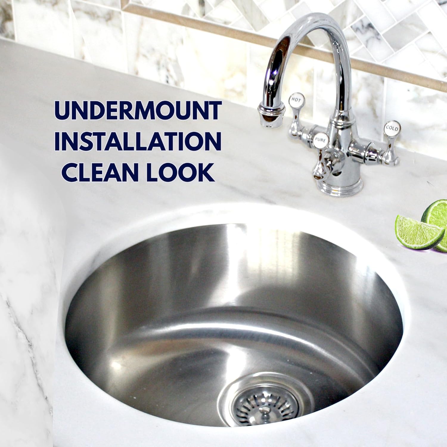 Nantucket Sinks NS37 Bar Sink –18" Small Kitchen Sink for Wet Bar or Prep Area, 304 Stainless Steel, 18 Gauge, Round, Undermount Single Bowl, Satin Finish, Rubber Padding, Insulated