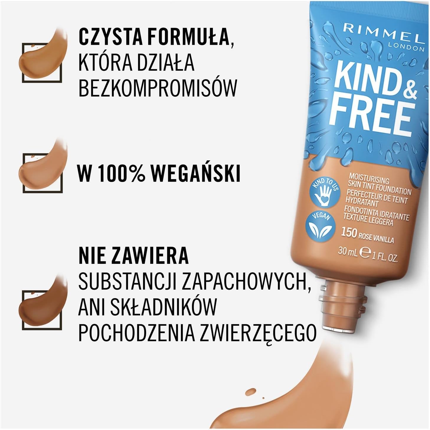 Rimmel London Kind&Free Тональный крем, 001 Fair Porcelain, 30 мл