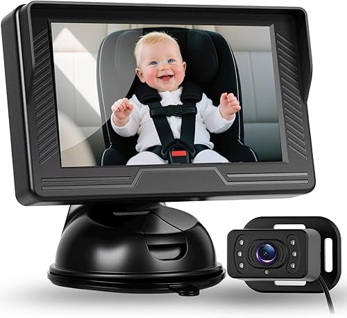 Cámara de coche de bebé para asiento trasero HD con visión nocturna, ángulo de visión ajustable, fácil instalación, cámara giratoria de 360,