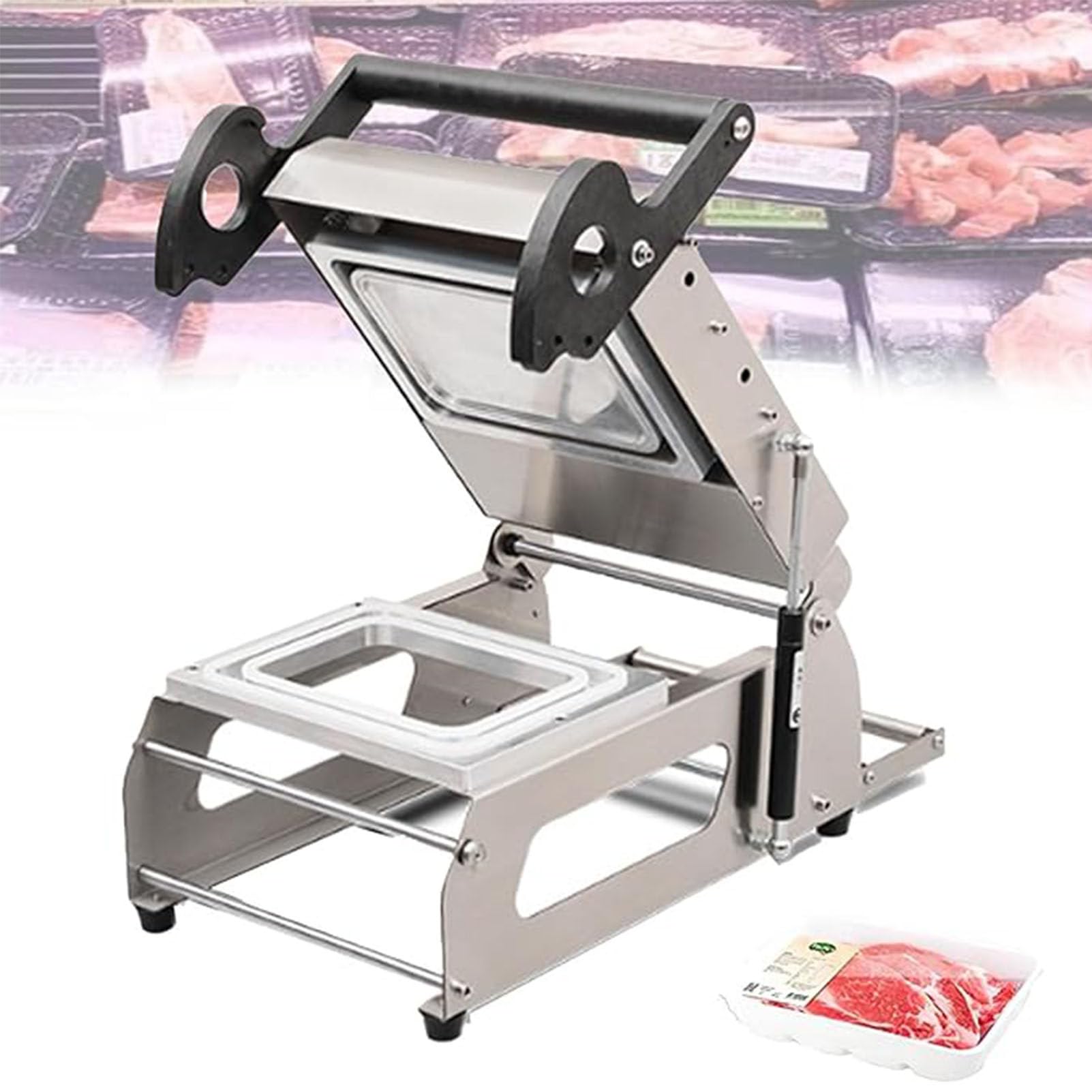 LJLYYDS Commercial Food Heat Sealer Machine, Manual Sandwich Tray Heat Sealing Machine, Takeaway Box Hand Pressure Food Packaging Machine with Temperature Control