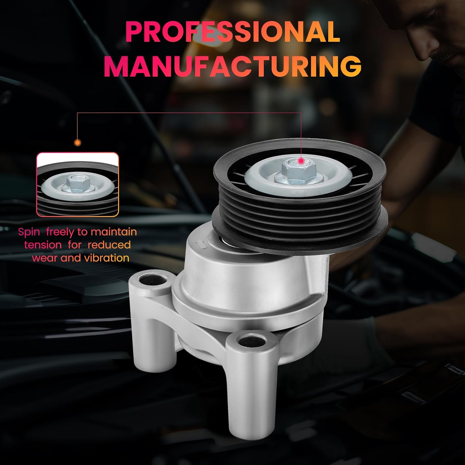 BDFHYK 39083 Belt Tensioner Assembly Pulley Compatible with Chevy Silverado 1500 09-13, Compatible with GMC Sierra 1500 2500 10-13, Compatible with Cadillac Escalade 09-14, V8 4.8L 5.3L 6.0L 6.2L