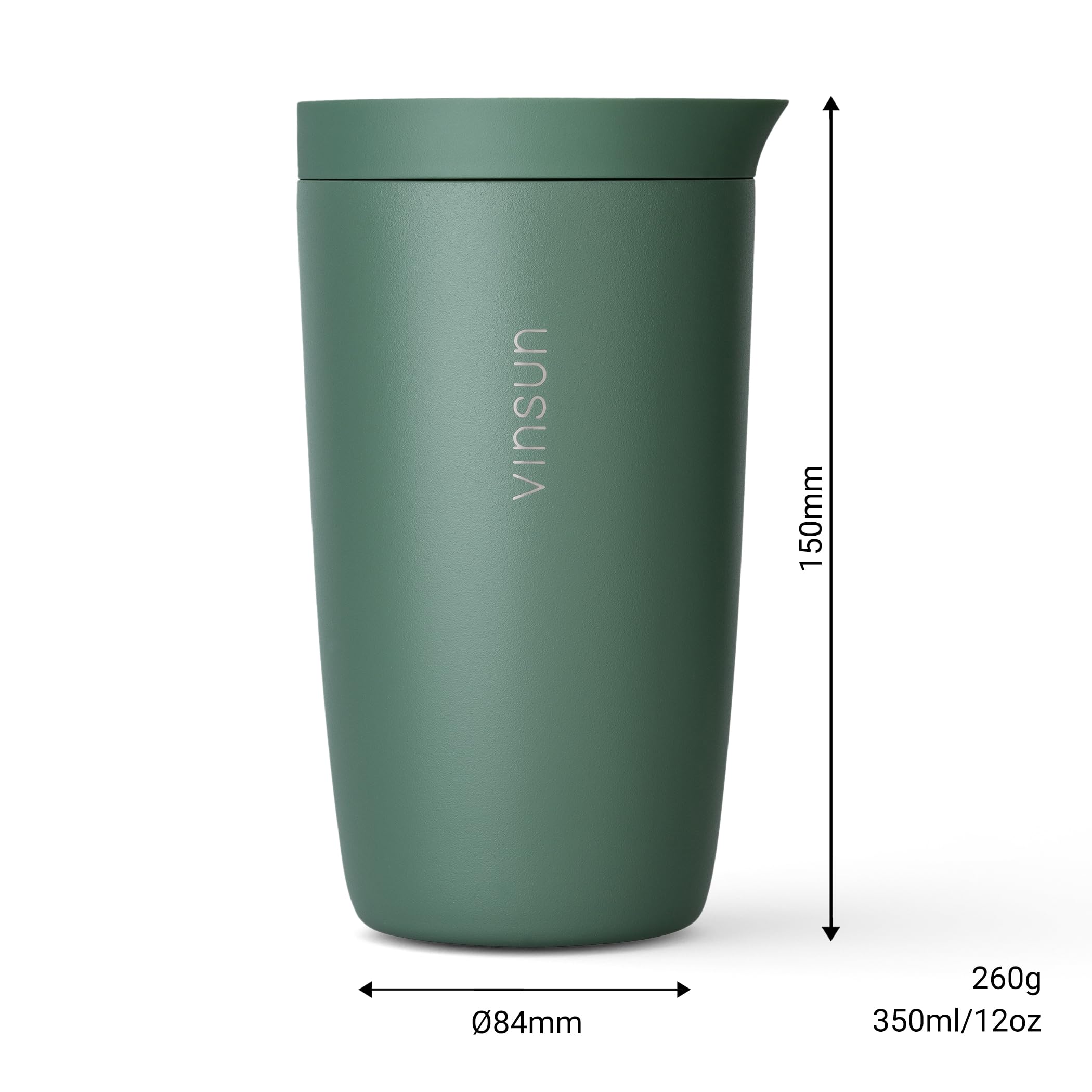 Tazza Termica Da Viaggio 350ml - Acciaio Inox, Doppia Parete, A Prova Di Perdite | Per Caff&egrave; E Bevande Calde/Fredde