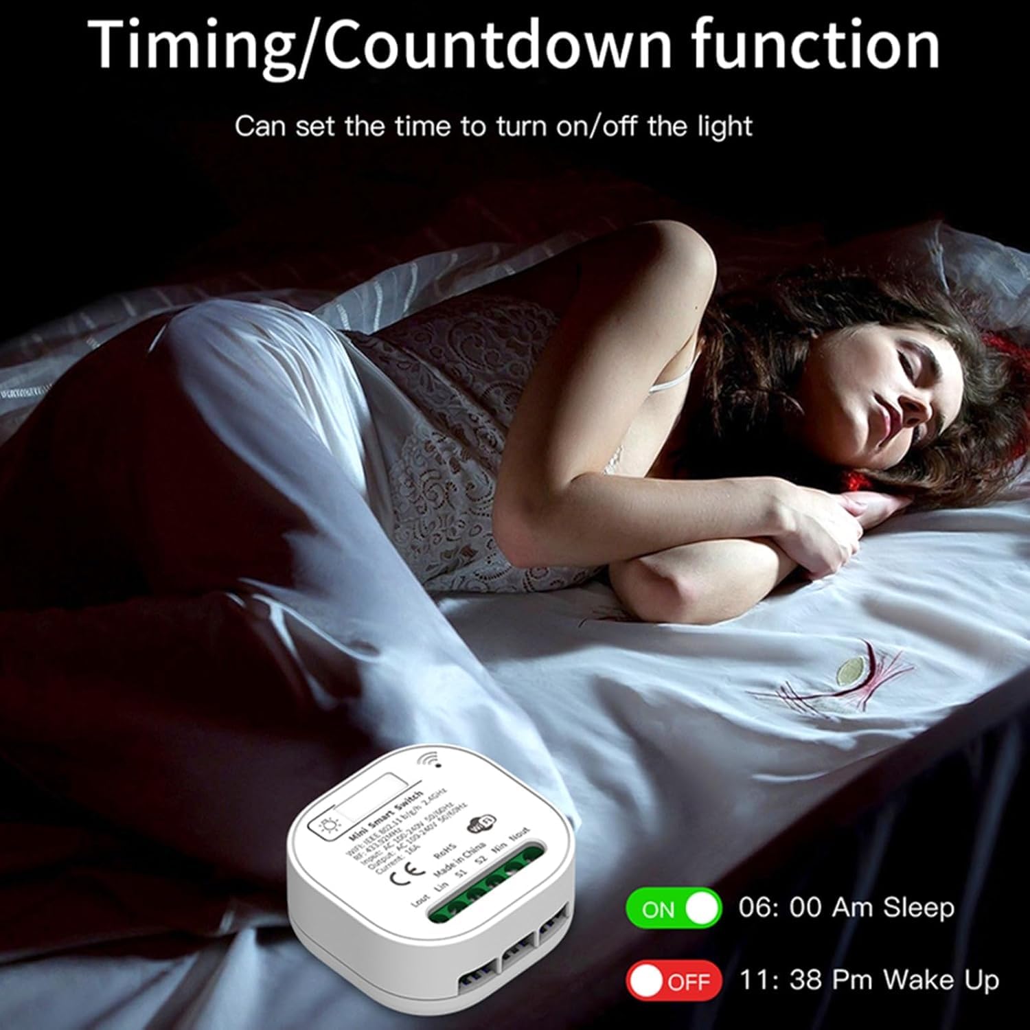RF433 - Juego de interruptor de luz inalámbrico, aplicación sin batería, control por voz, interruptor de seguridad del transmisor inalámbrico y controlador de receptor, compatible con Alexa