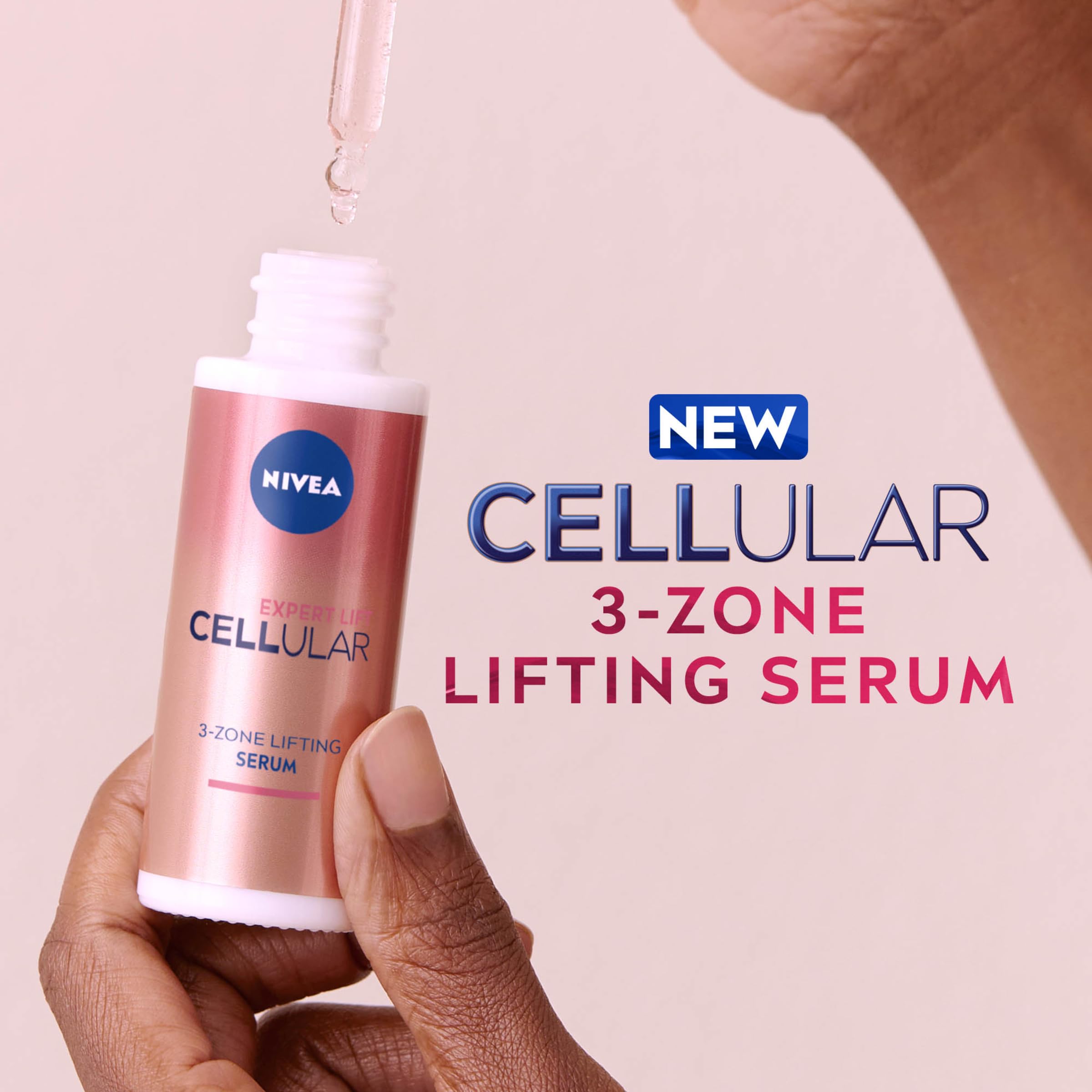 NIVEA Cellular Expert Lift Sérum lifting 3 zones pour le visage 30 ml, bakuchiol pur et acide hyaluronique, sérum raffermissant anti-rides, tous les types de peau