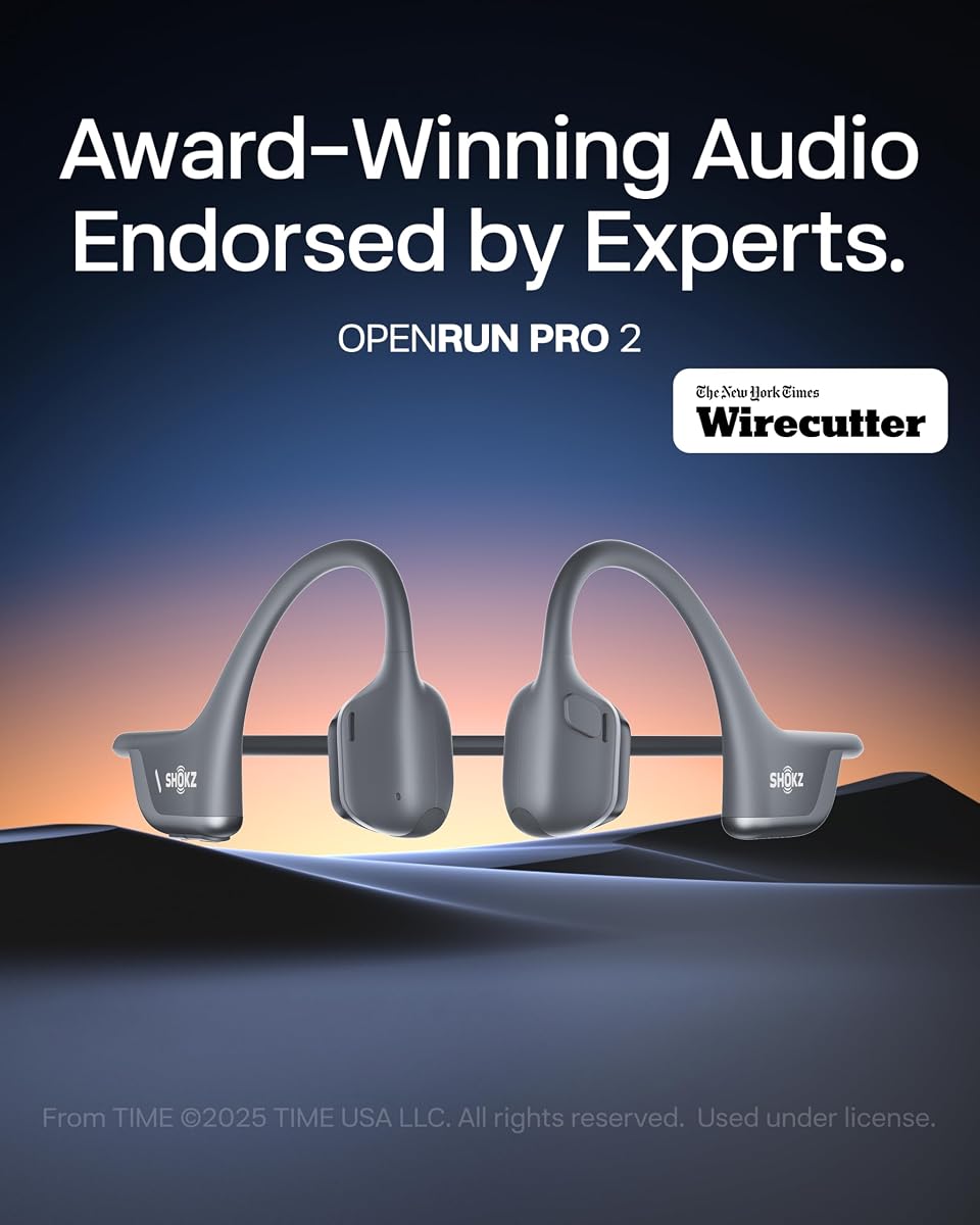SHOKZ OpenRun Pro 2 Bone Conduction Bluetooth Sport Headphones, Black Black Standard image 1