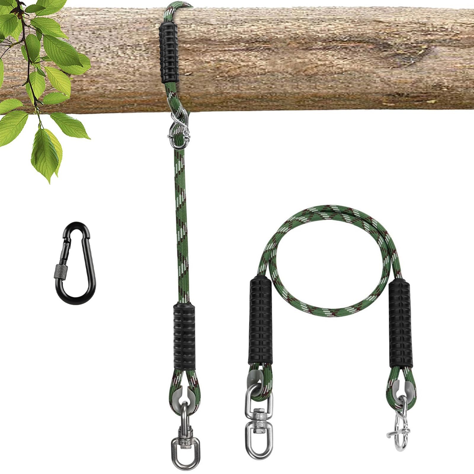 1Pcs Tree Swing Ropes, Adjustable Hammock Hanging Strap with 2 Carabiner, 450kg Capacity