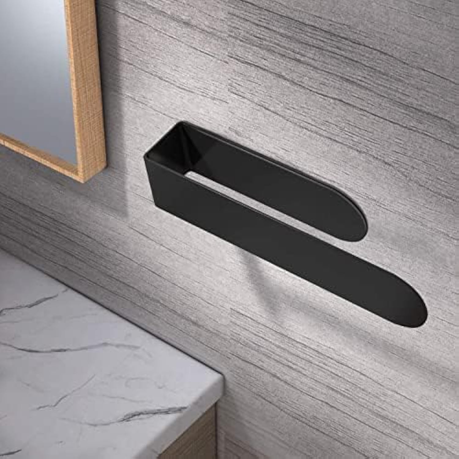 quxupHand Towel Holder - Hand Towel Bar - Self Adhesive Bathroom Towel Bar Stick on Wall - SUS 304 Stainless Steel Brushed (Black)