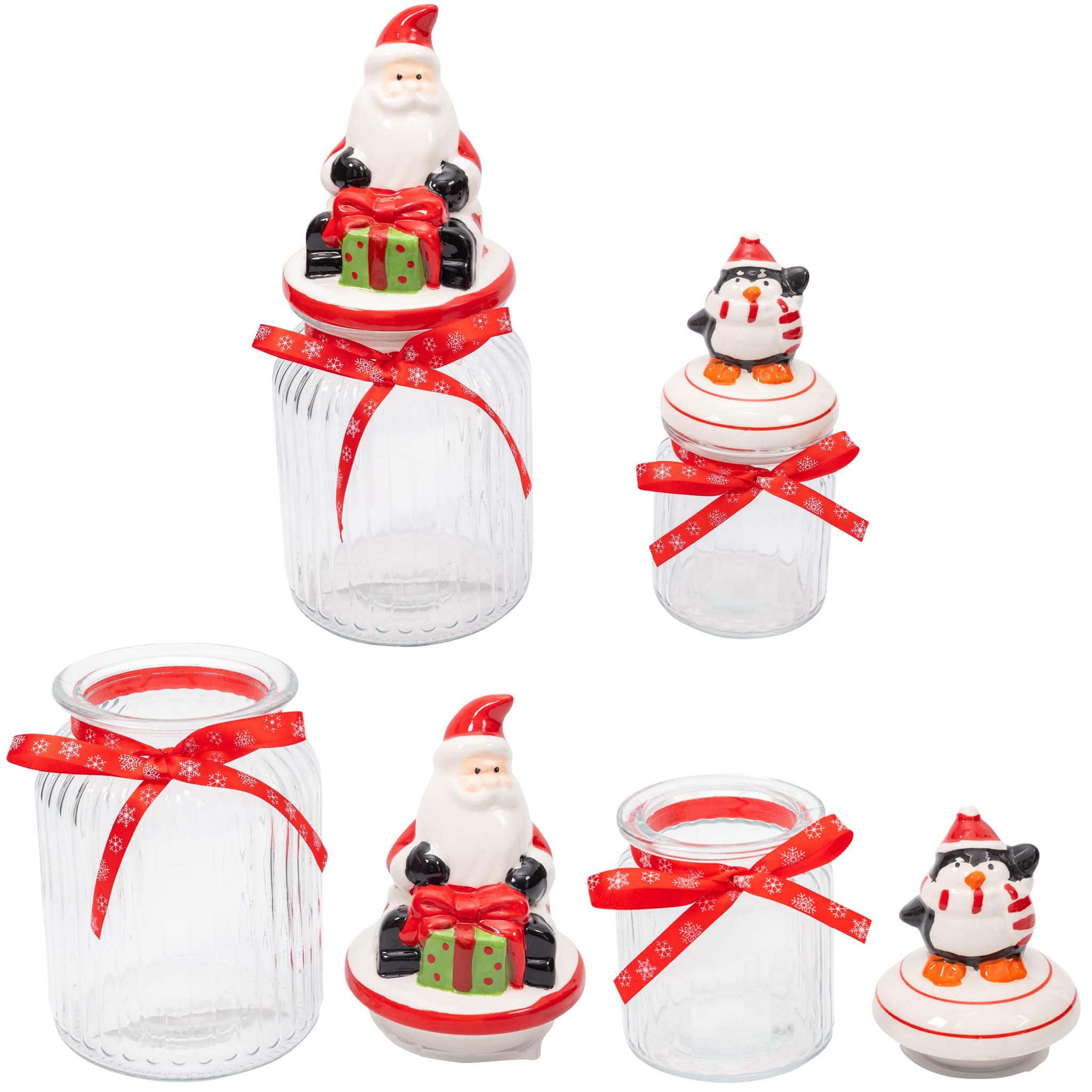 Bocaux en verre fantaisie de Noël en forme de pingouin avec motifs de pingouin