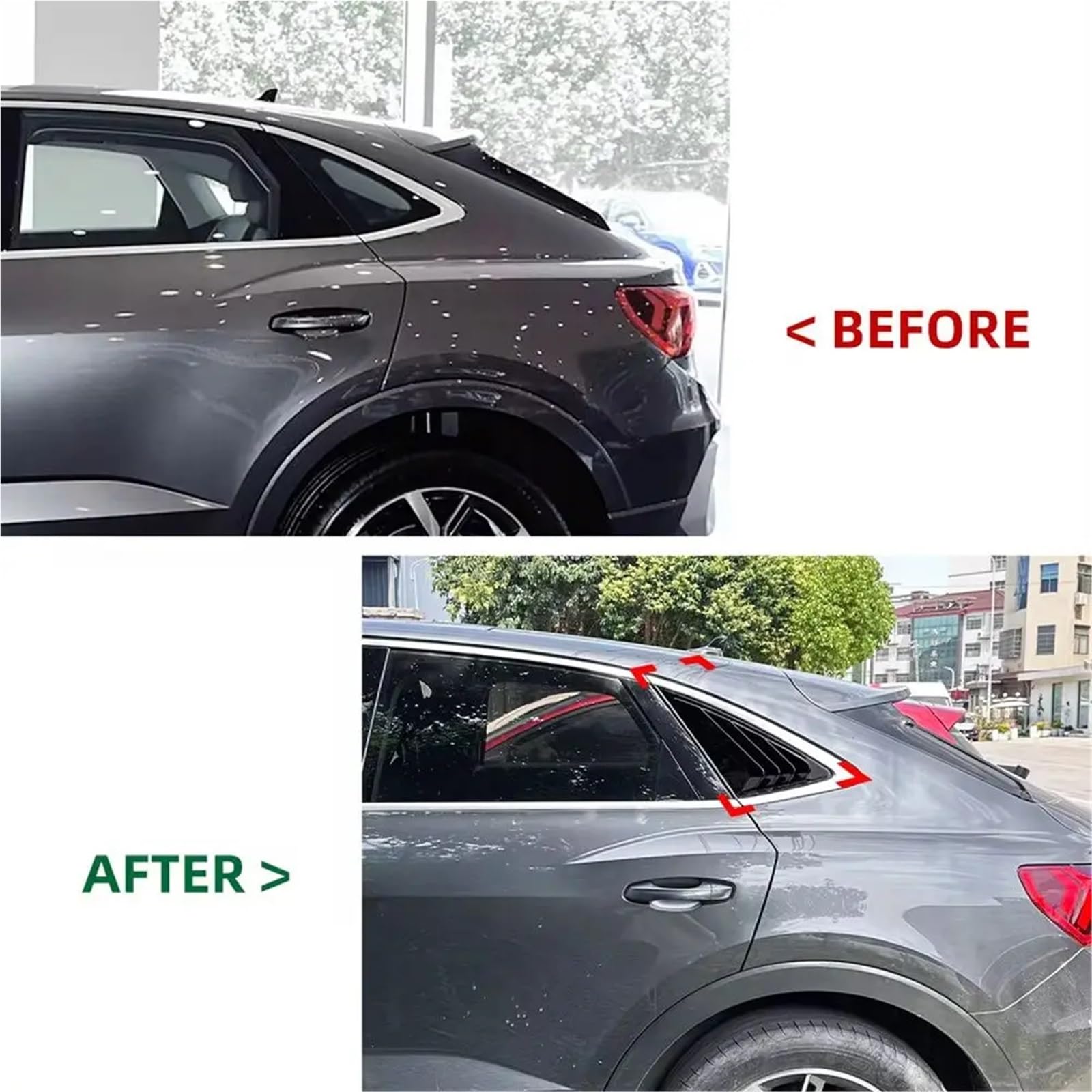 Spoiler Migawki Tylnej Szyby Pasuje do żaluzji tylnej szyby samochodu Audi Q3 F3 Sportback 2019+ Włókno węglowe, błyszczący czarny, wylot powietrza, materiał ABS(Carbon Fiber Look)