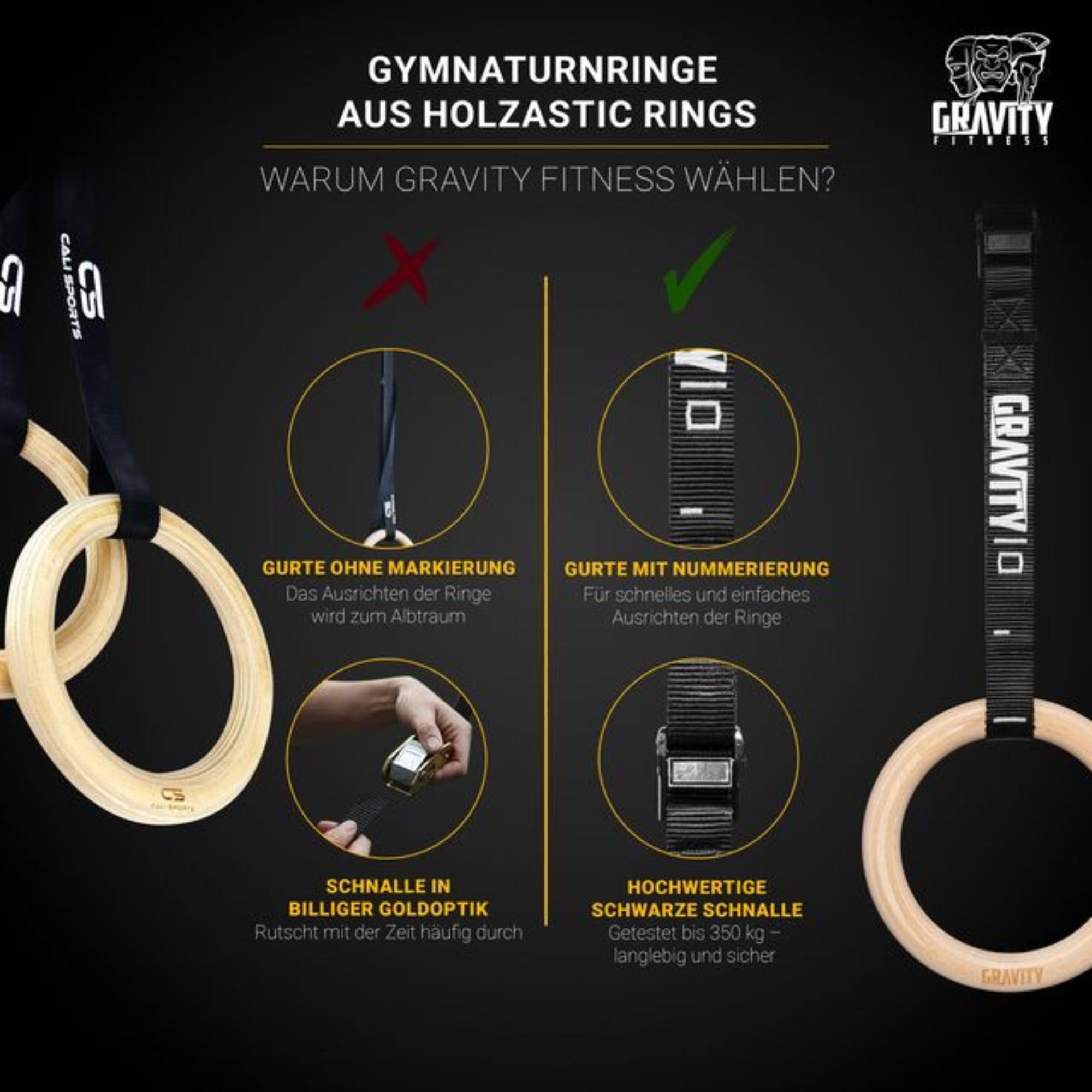 Gravity Fitness Holz-Gymnastikringe