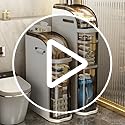 3-Tiers Narrow Bathroom Floor Storage Cabinet 7.1″ Plastic Drawers Organizer with Tissue Box and Wheels Slim Waterproof Bathroom Cabinet for Small Kitchen Laundry Living Room Toilet Gap