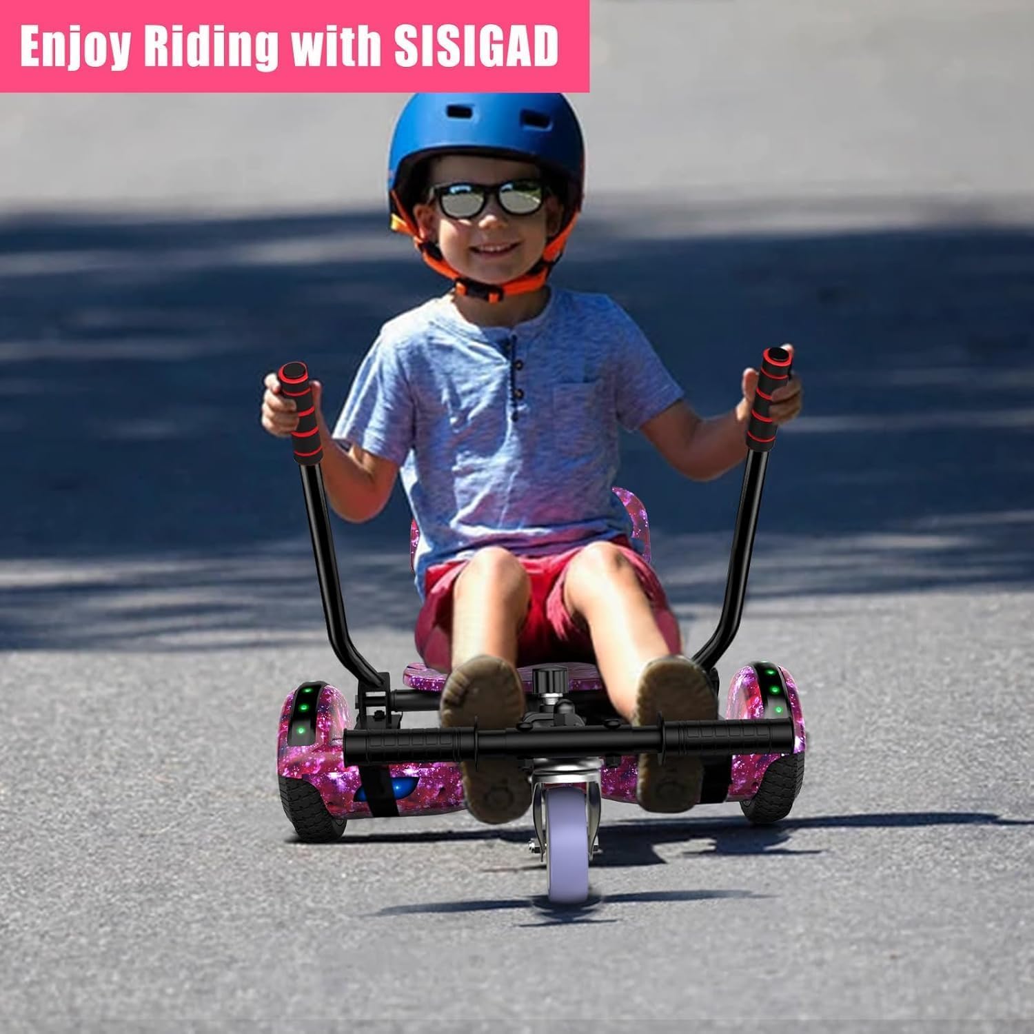 SISIGAD Hoverboard Kart, Hoverboard All Terreno Auto-bilanciato da 6.5" Pollici con Altoparlanti Bluetooth e Luci LED Hoverboard Bambino