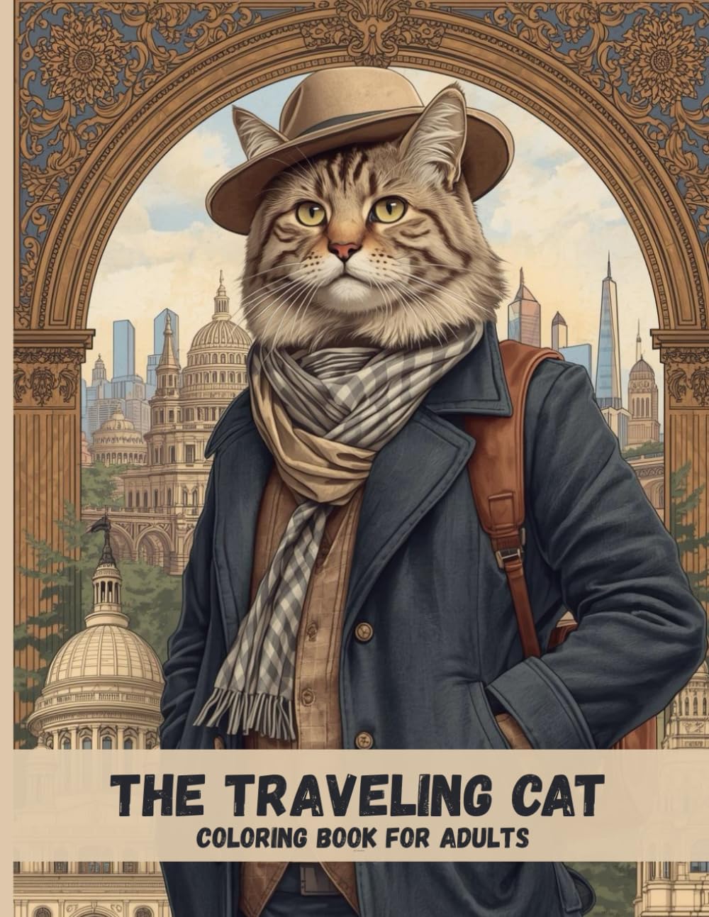 The Traveling Cat Coloring Book: A Relaxing Adult Coloring Book Featuring Vintage Travel Adventures, Charming Cats, and Beautiful World Architecture