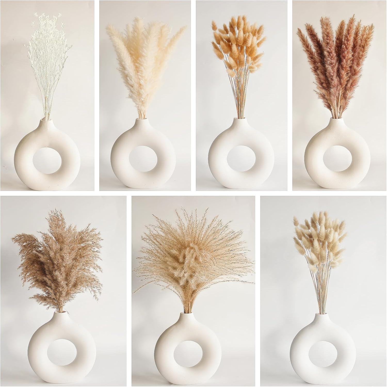 Bouquet di fiori secchi Boho - Mix di erba della pampa e gipsofila, fiori finti realistici, disposizione di grandi vasi, decorazione rustica per la casa e per matrimoni, bouquet di pampa neutro