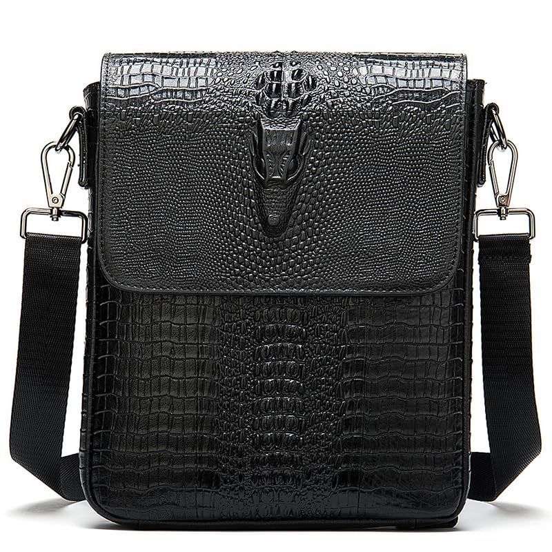Mens Travel and Work Messenger Bag Genuine Leather Crossbody Sling with Magnetic Buckle Gift Box