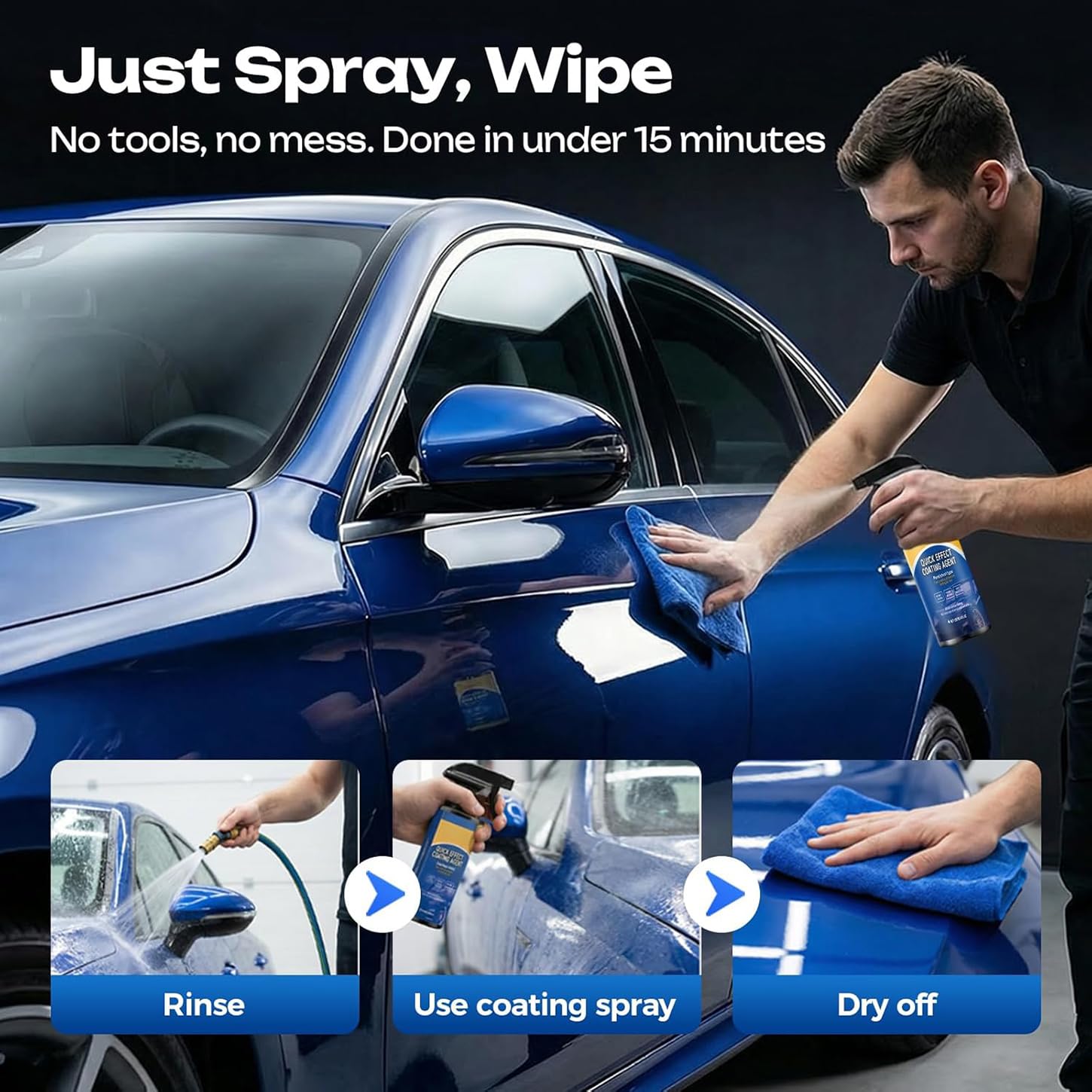 2026 New Car Coating Spray, Quick Effect Coating Agent for Car,Quick Effect Ceramic Wax Polish, Waterless Wash & Scratch Repair Spray, Removes Oil Film, Enhances Gloss & Hydrophobic Protection(2PCS) — view 6