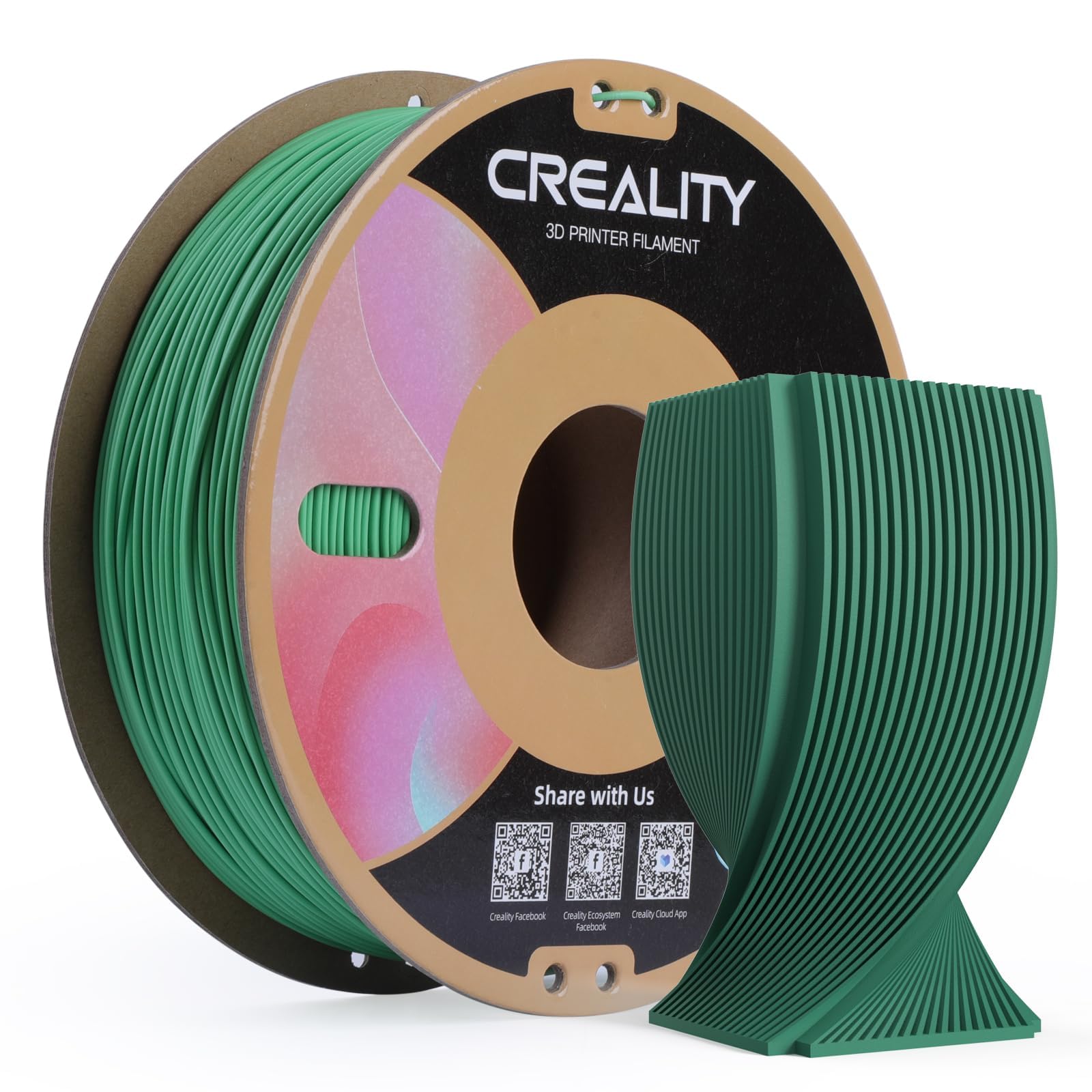 Creality Filament PLA 1.75mm Matte, 1.0Kg (2.2lbs) Spool, 3D Printer Filament, Precisione Dimensionale +/- 0.03 mm Filamento di Stampa, NO Warp per Stampanti 3D FDM (Verde)