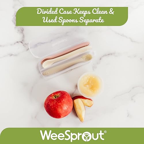Miniatura 8 de WeeSprout Cucharas de silicona para bebés cucharas de alimentación de primera etapa para bebés puntas suaves fáciles de poner diseño flexible que