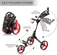 Vista 6 de CUBE CART Carrito de Golf de Empuje de 3 Ruedas Carrito de Golf Plegable Ultracompacto de Dos Pasos, Marco Ligero de 14.5 libras, Mango Ajustable