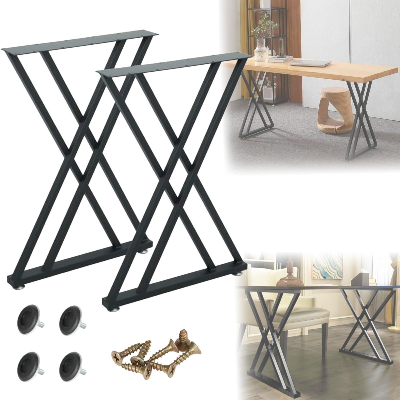 UYHBCNQD 2 Pcs Replacement Legs Set Metal Furniture Legs Adjustable Height Furniture Foot Dining Table Support Legs Furniture Feet Sturdy(30.62.5cm)