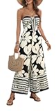 One Piece Jumpsuits for Women Floral Print Off the Shoulder Wide Legs Jumpsuits Beach Vacation Outfits