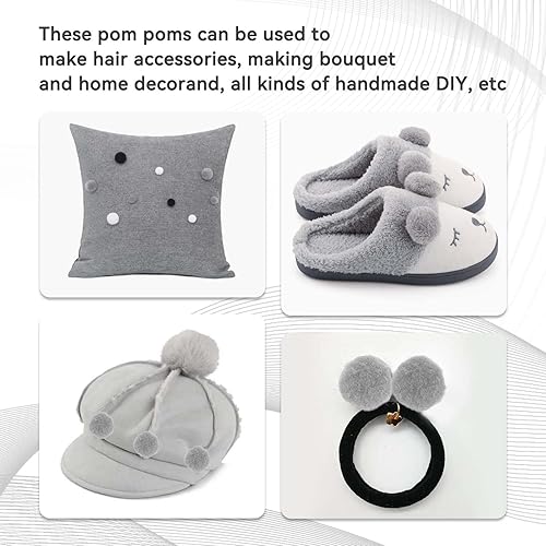 Miniatura 8 de MORFEN 150 pompones de color gris claro de 1 pulgada, bolas de pompón mullido, pequeños pompones para manualidades, proyectos de manualidades,