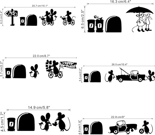 Miniatura 8 de Paquete mixto de 9 piezas de calcomanías de pared con agujero de ratón, decoración de esquina de pared, decoración de bricolaje para el hogar, arte