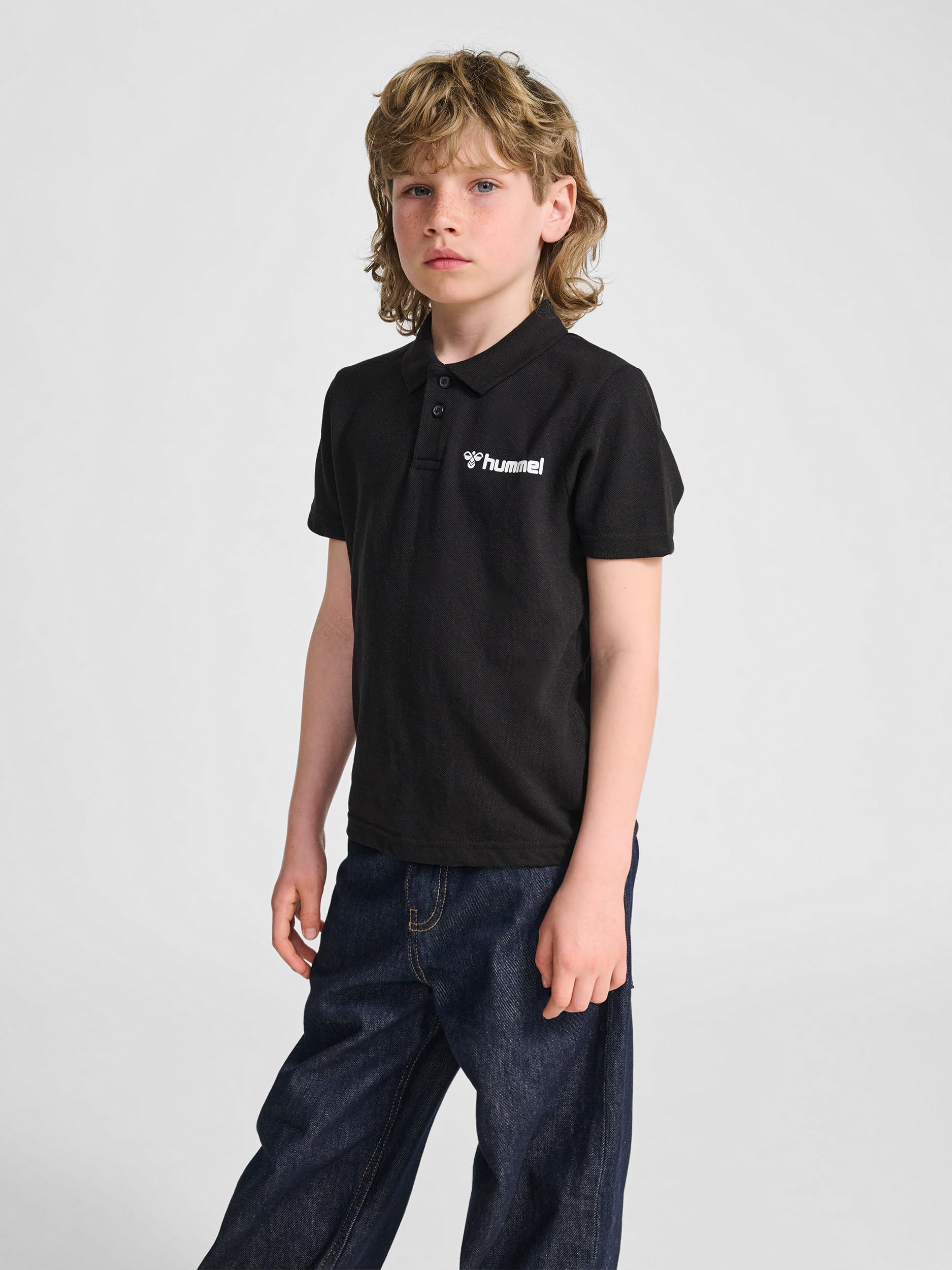 hummel, hmlmover Cotton Polo Kids, Black, 128