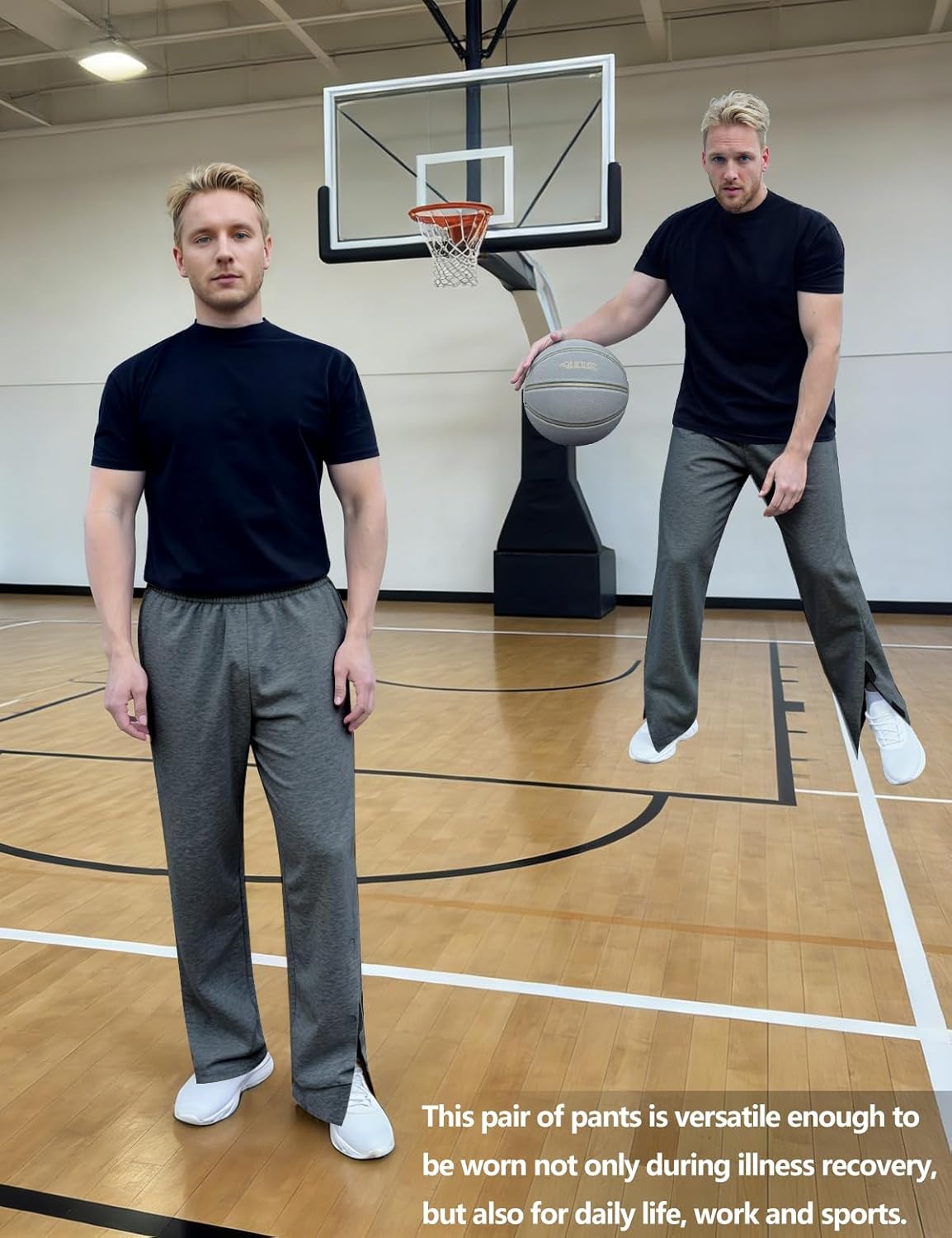 Post Surgery Pants for Men Open Bottom Easy Side Tear Away Pants for Men Sweatpants Loose Fit Post Surgery Pant - Image 3