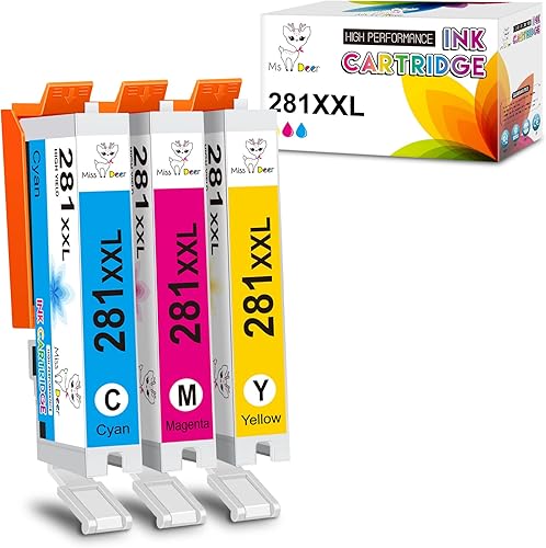 Miss Deer - Cartuchos de tinta compatibles con PGI-281 XXL para Canon CLI-281XXL CLI281 CLI 281 XXL para Canon Pixma TR7520 TR8520 TS6120 TS6220