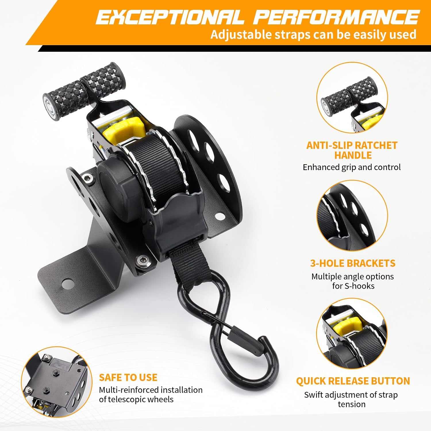 Retractable Ratchet Straps Compatible with 2022-2025 Ford Maverick Retracting Straps Auto Retract Securing Strap Tie Down System for 2024 Maverick Truck Bed Accessories