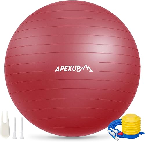 APEXUP Yoga Ball Exercise Ball, Anti Slip Stability Ball Chair, Heavy Duty Large Gym Ball for Fitness, Balance, Core Workout and Physical Therapy
