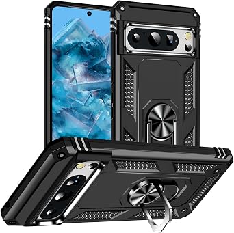 Google Pixel 8 Pro Case - Military Grade Protective Case with Ring Black