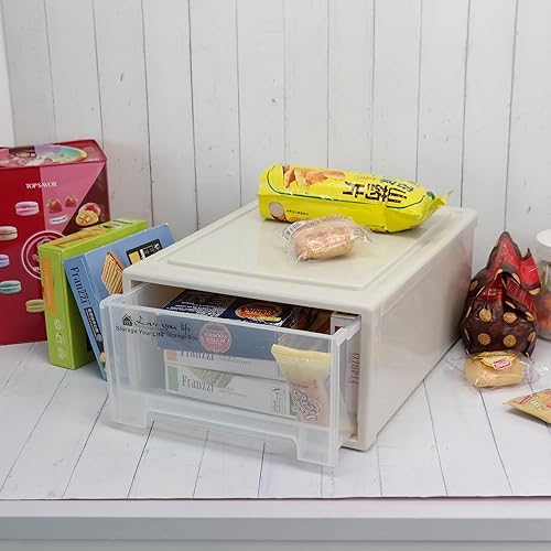 Miniatura 5 de Obstnny Cajón de almacenamiento de plástico, contenedor de almacenamiento apilable, 2 paquetes, 17.8 cuartos de galón