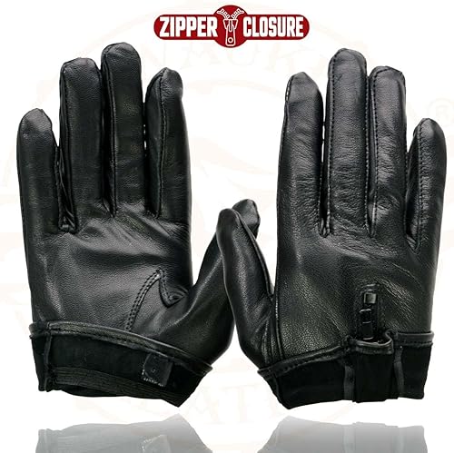 Miniatura 8 de Milwaukee Leather SH722 - Guantes de mano ligeros de cuero sin forro para mujer, color negro, con cierre de cremallera en la muñeca