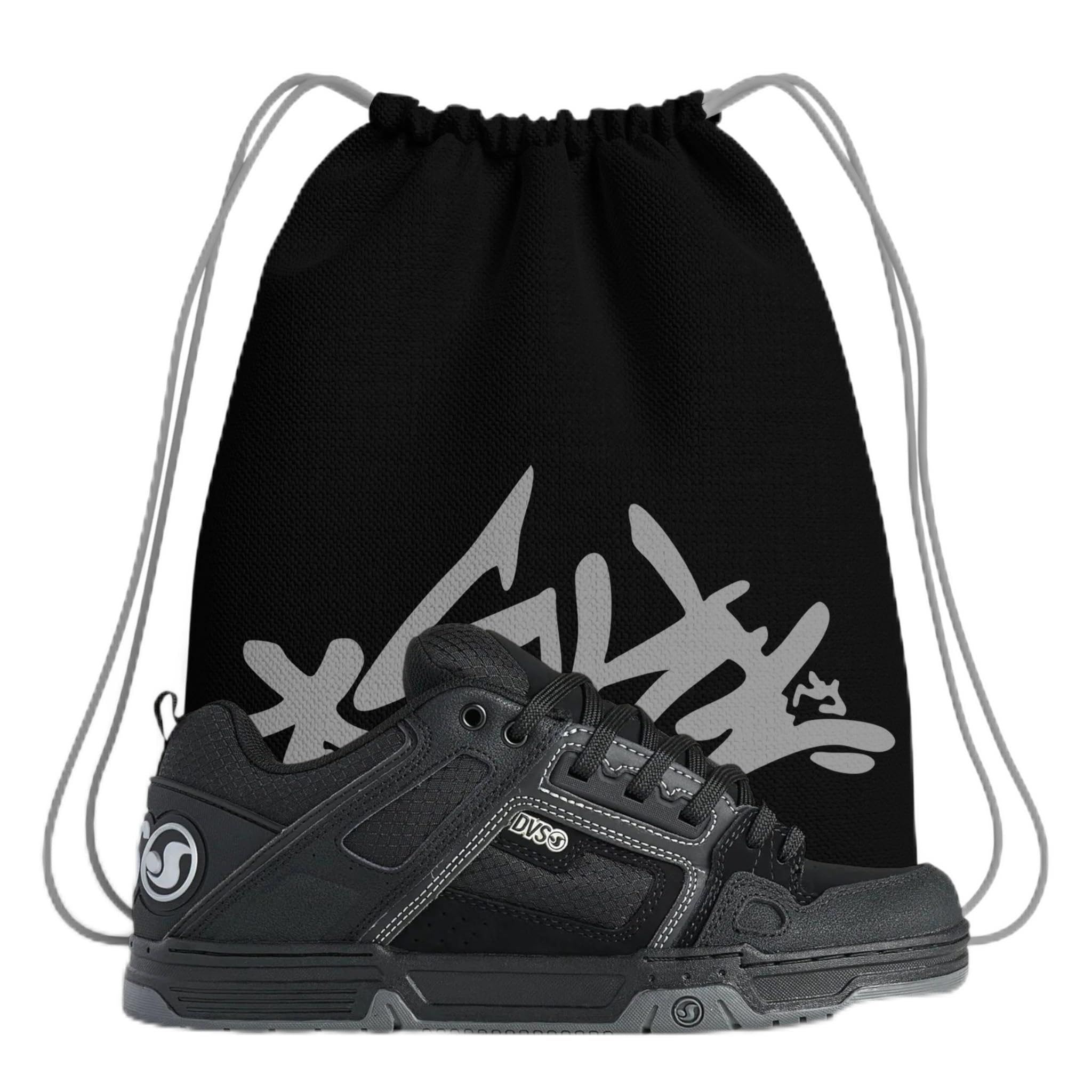 Scarpe da Skateboard – D V S Comanche Nero/Grigio da Ginnastica – Ammortizzate, Resistenti e Antiscivolo – Suola Robusta – Comfort Estremo – più Sacca