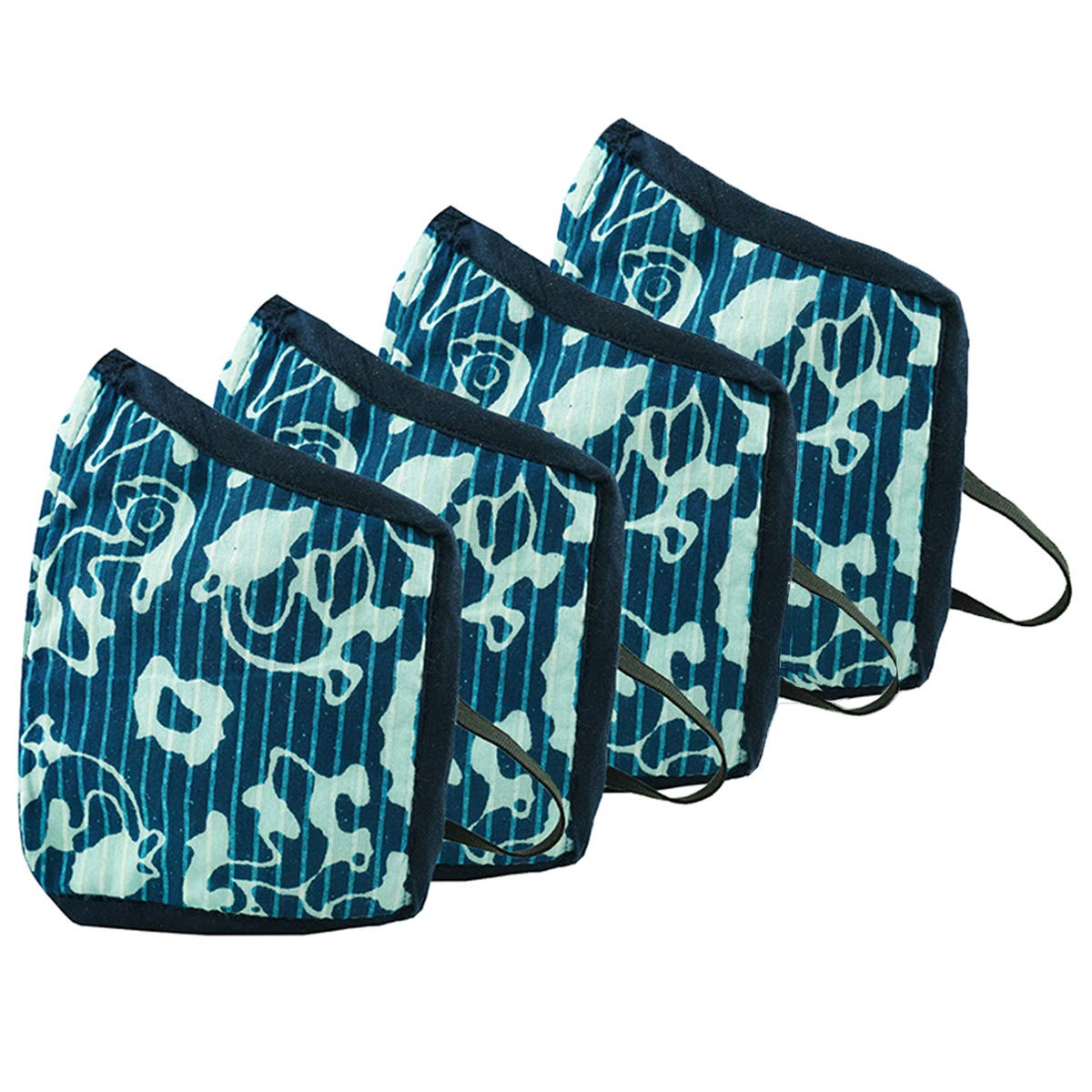 Homestrap 3 Layer Reusable 4 Piece Printed Fashion Safety Outdoor Reversible Face Mask/Cover (Multicolour)-image-4