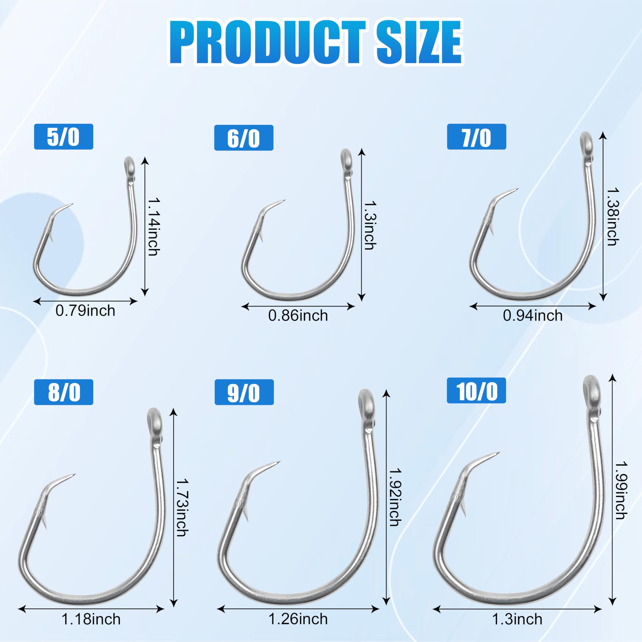 bluegill fish hook size Circle Hooks Saltwater, 35pcs Inline Wide Gap Circle Hooks Stainless Steel Big Game Fishing Hooks Short Shank for Tuna Bass Saltwater Freshwater 5/0 : Sports & Outdoors Save up to 30% The Armored Surface Beast Quick grab selection of Size:2-3/8