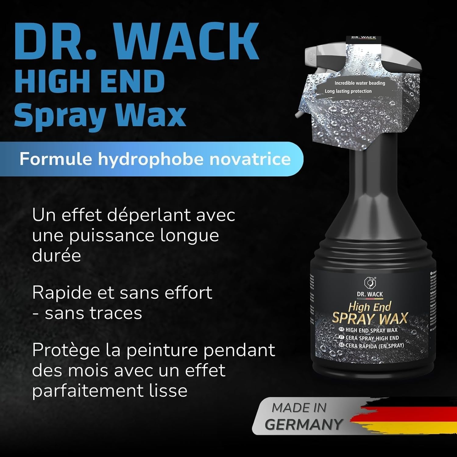 Dr. Wack - Kit Voiture Essential Gloss & Protection - High End Spray Nettoyant Jantes + Chiffon Microfirbres + Polish pour Voiture