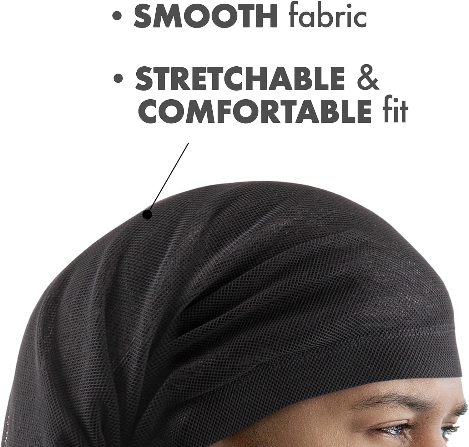 Titan Mesh Dreadlock Cap - Open Back Black 1PC, Shower Cap, Skull Cap, Satin Bonnet, Breathable Hair Cover for Men and Women, Lightweight and Comfortable Design