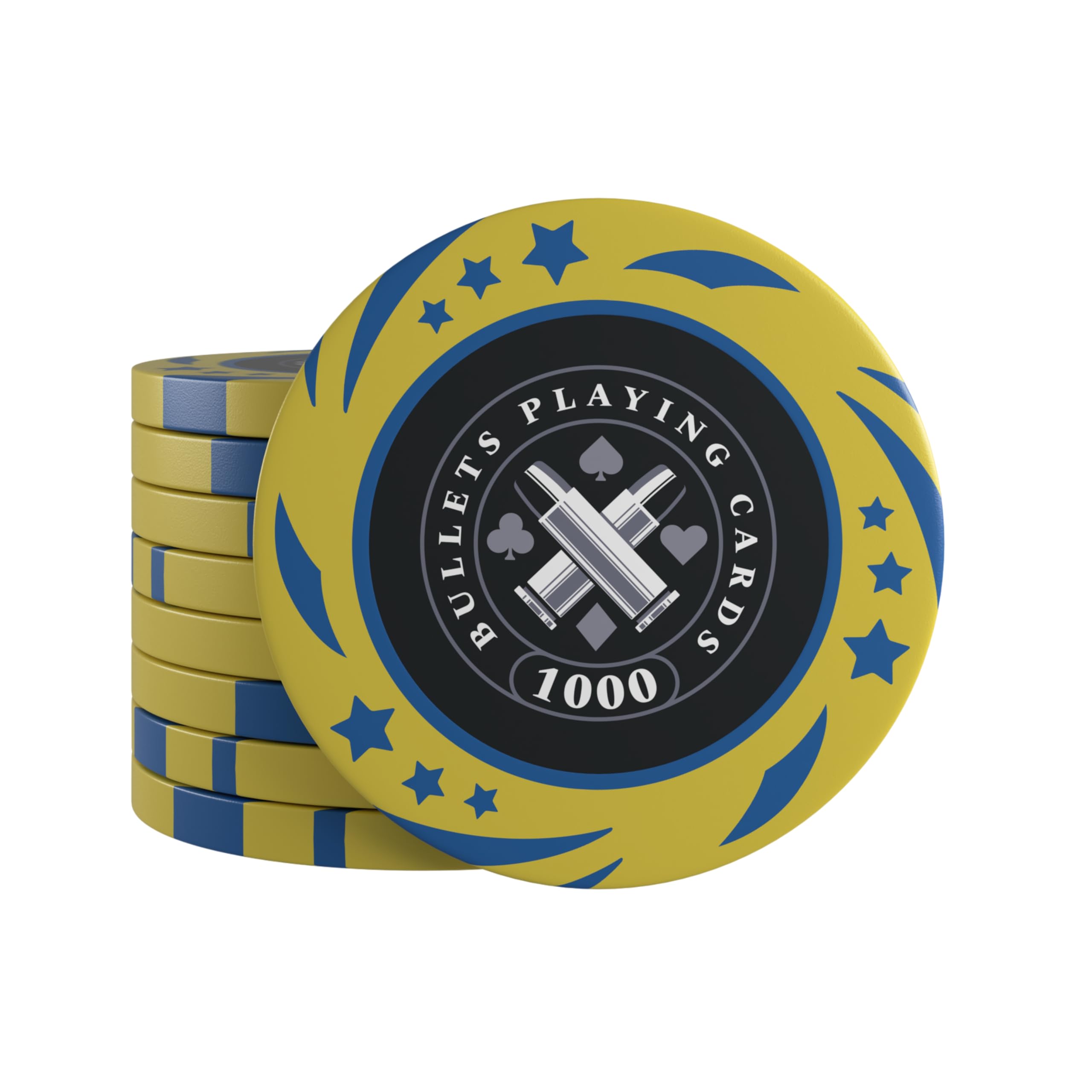 Bullets Playing Cards, Janice Plastic Poker Chips for Poker Set, Value 1000, 4 cm Diameter, Weight 11.5 g, Pack of 25